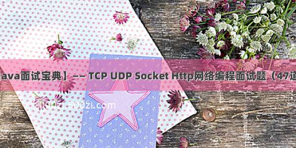 【最新Java面试宝典】—— TCP UDP Socket Http网络编程面试题（47道含答案）