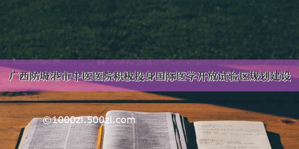 广西防城港市中医医院积极投身国际医学开放试验区规划建设