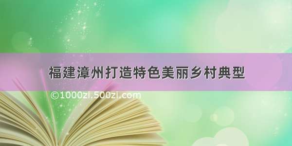 福建漳州打造特色美丽乡村典型