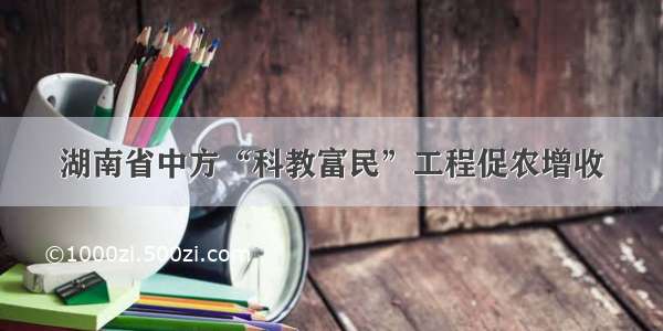 湖南省中方“科教富民”工程促农增收