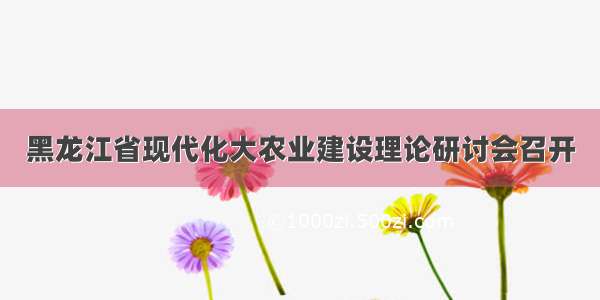 黑龙江省现代化大农业建设理论研讨会召开