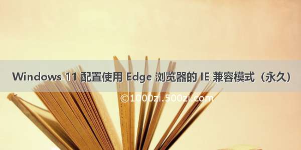 Windows 11 配置使用 Edge 浏览器的 IE 兼容模式（永久）