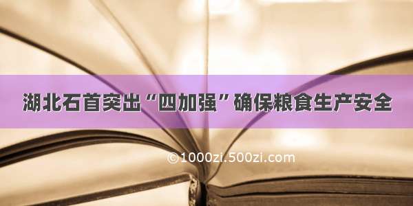 湖北石首突出“四加强”确保粮食生产安全