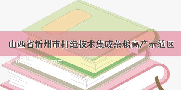 山西省忻州市打造技术集成杂粮高产示范区