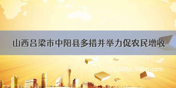 山西吕梁市中阳县多措并举力促农民增收