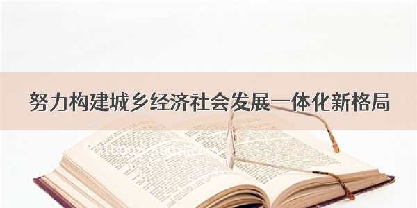 努力构建城乡经济社会发展一体化新格局