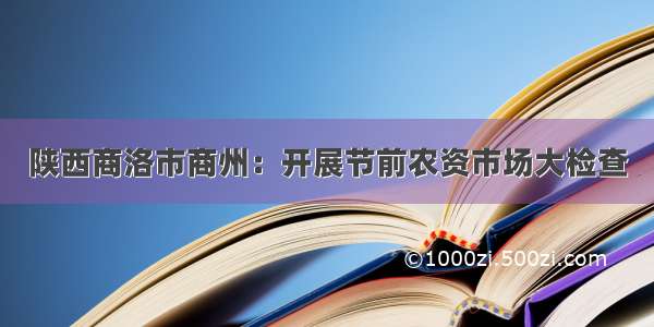 陕西商洛市商州：开展节前农资市场大检查