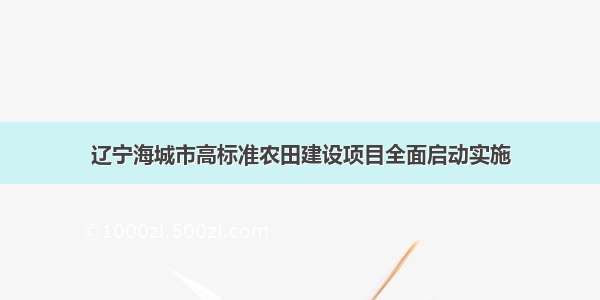 辽宁海城市高标准农田建设项目全面启动实施