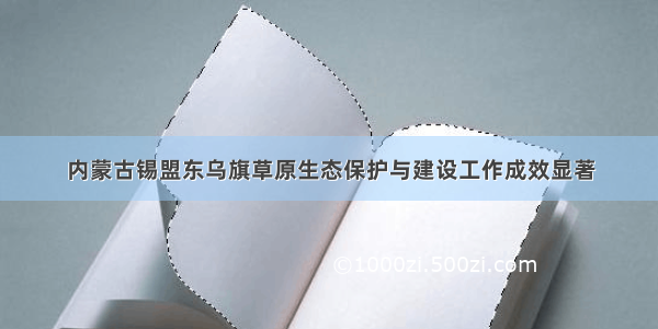 内蒙古锡盟东乌旗草原生态保护与建设工作成效显著