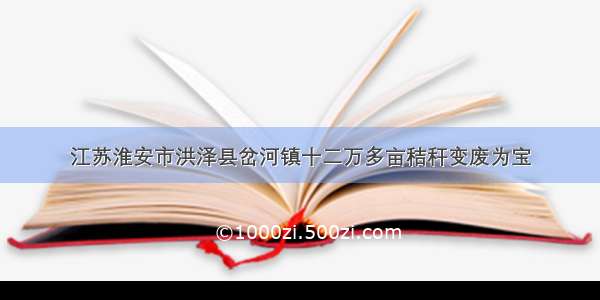 江苏淮安市洪泽县岔河镇十二万多亩秸秆变废为宝