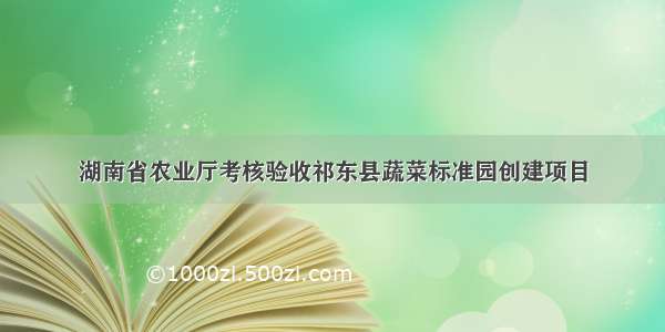 湖南省农业厅考核验收祁东县蔬菜标准园创建项目