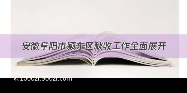 安徽阜阳市颍东区秋收工作全面展开