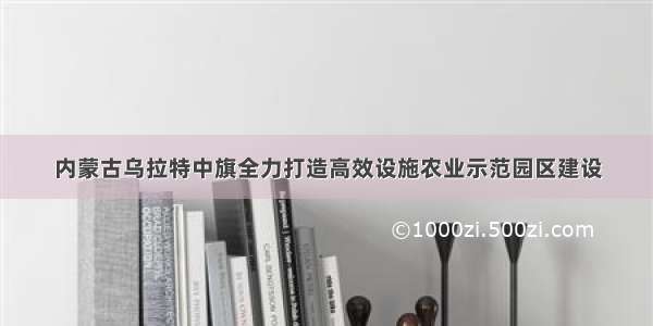 内蒙古乌拉特中旗全力打造高效设施农业示范园区建设