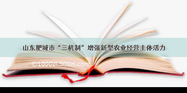 山东肥城市“三机制”增强新型农业经营主体活力