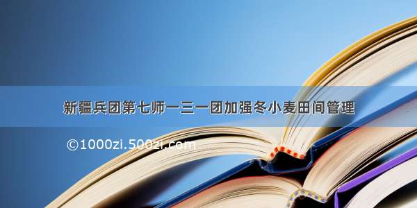 新疆兵团第七师一三一团加强冬小麦田间管理