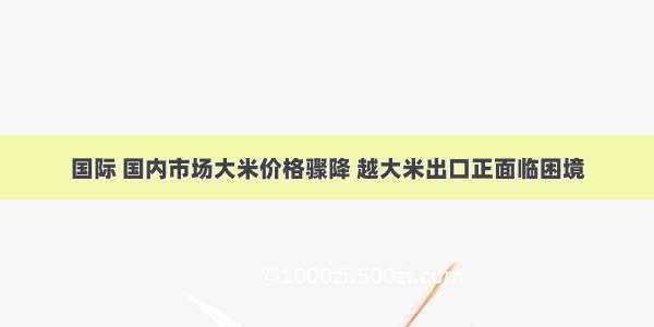 国际 国内市场大米价格骤降 越大米出口正面临困境