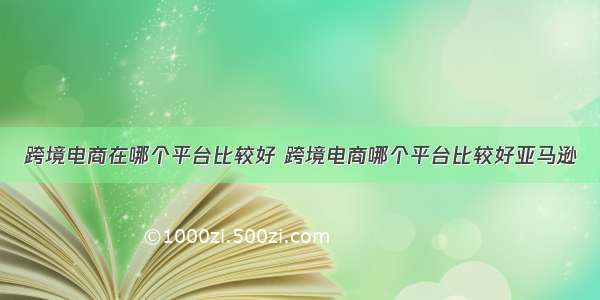 跨境电商在哪个平台比较好 跨境电商哪个平台比较好亚马逊