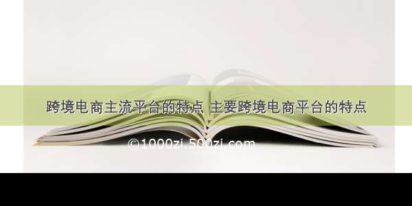 跨境电商主流平台的特点 主要跨境电商平台的特点