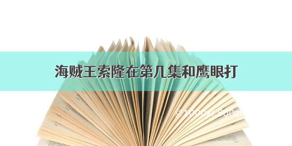 海贼王索隆在第几集和鹰眼打