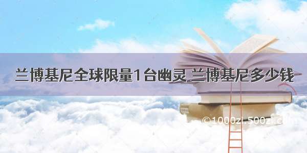 兰博基尼全球限量1台幽灵 兰博基尼多少钱