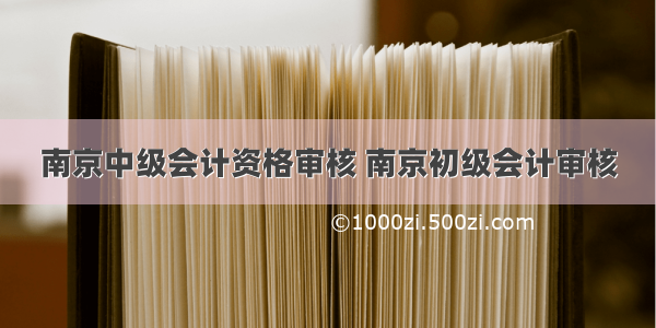 南京中级会计资格审核 南京初级会计审核
