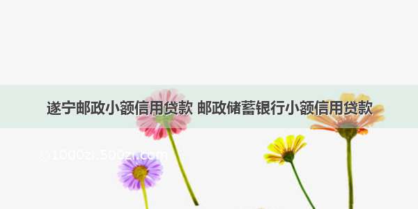 遂宁邮政小额信用贷款 邮政储蓄银行小额信用贷款