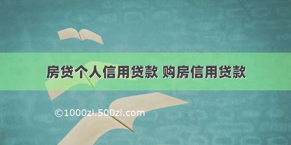 房贷个人信用贷款 购房信用贷款