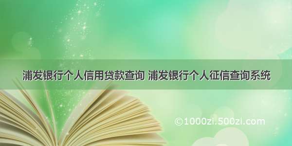 浦发银行个人信用贷款查询 浦发银行个人征信查询系统