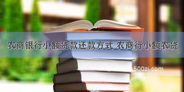 农商银行小额贷款还款方式 农商行小额农贷