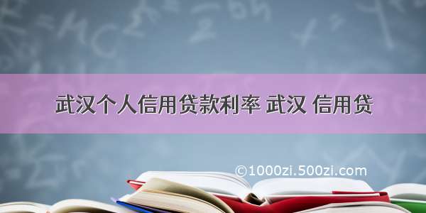 武汉个人信用贷款利率 武汉 信用贷