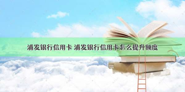 浦发银行信用卡 浦发银行信用卡怎么提升额度