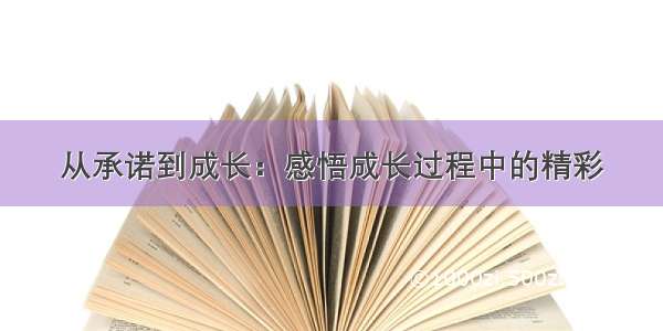 从承诺到成长：感悟成长过程中的精彩