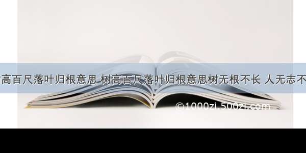 树高百尺落叶归根意思 树高百尺落叶归根意思树无根不长 人无志不立