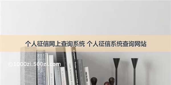 个人征信网上查询系统 个人征信系统查询网站