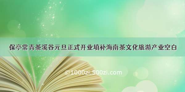 保亭常青茶溪谷元旦正式开业填补海南茶文化旅游产业空白