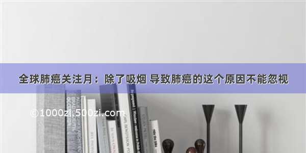 全球肺癌关注月：除了吸烟 导致肺癌的这个原因不能忽视