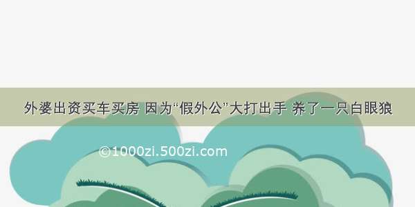 外婆出资买车买房 因为“假外公”大打出手 养了一只白眼狼