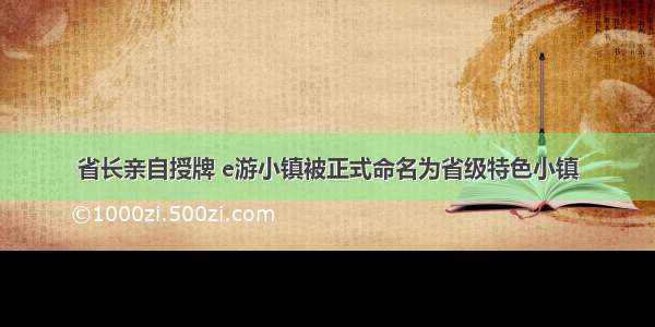 省长亲自授牌 e游小镇被正式命名为省级特色小镇