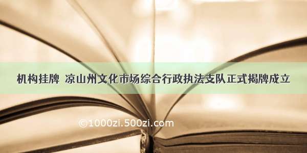 机构挂牌｜凉山州文化市场综合行政执法支队正式揭牌成立