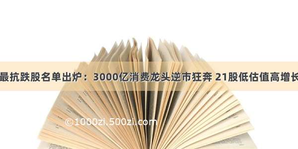 最抗跌股名单出炉：3000亿消费龙头逆市狂奔 21股低估值高增长