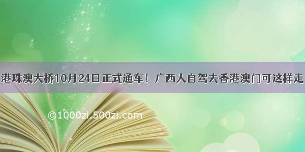 港珠澳大桥10月24日正式通车！广西人自驾去香港澳门可这样走→