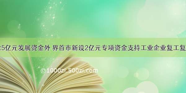 除5亿元发展资金外 界首市新设2亿元专项资金支持工业企业复工复产