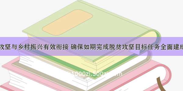 推动脱贫攻坚与乡村振兴有效衔接 确保如期完成脱贫攻坚目标任务全面建成小康社会