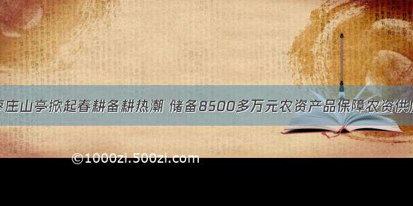 枣庄山亭掀起春耕备耕热潮 储备8500多万元农资产品保障农资供应