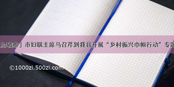 「聚力破难」市妇联主席马召芹到我县开展“乡村振兴巾帼行动”专题调研