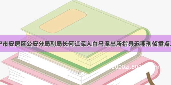 遂宁市安居区公安分局副局长何江深入白马派出所指导近期刑侦重点工作