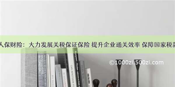 中国人保财险：大力发展关税保证保险 提升企业通关效率 保障国家税款安全