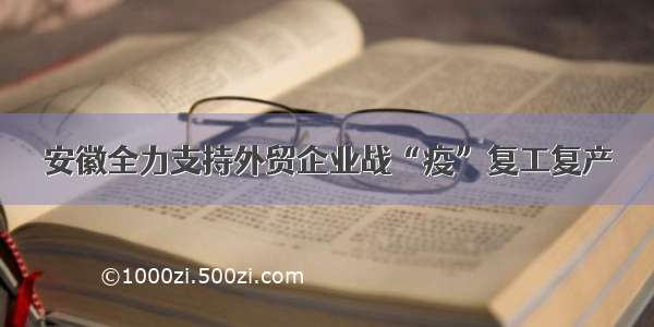 安徽全力支持外贸企业战“疫”复工复产