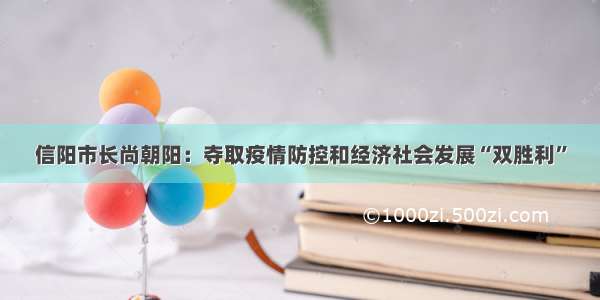 信阳市长尚朝阳：夺取疫情防控和经济社会发展“双胜利”