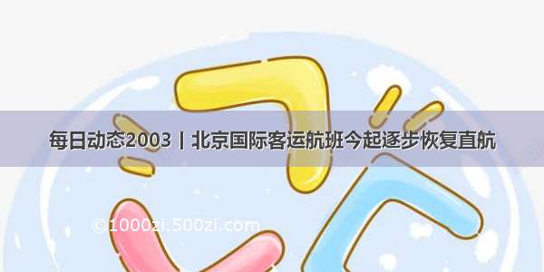 每日动态2003丨北京国际客运航班今起逐步恢复直航